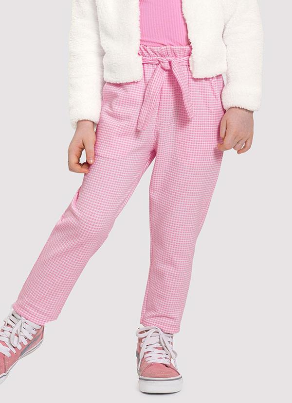 Alakazoo - Calça Infantil Menina com Cinto e Bolsos Rosa