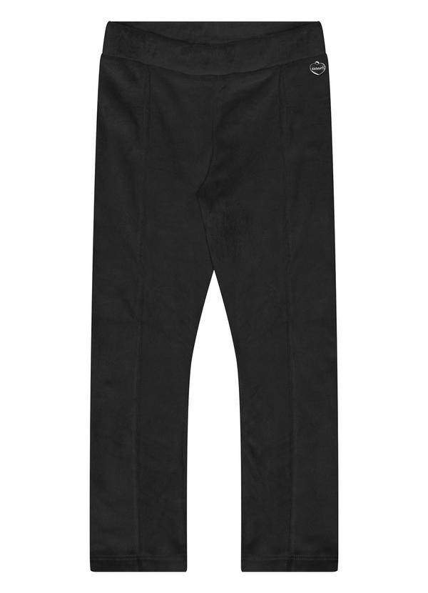 Alakazoo - Calça Infantil Menina em Malha Plush Preto