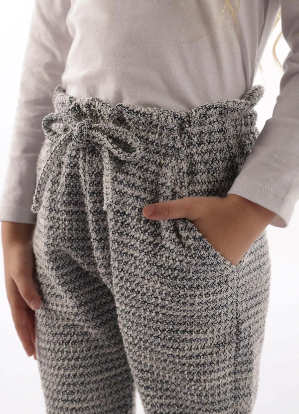 Up Baby - Calça Infantil Menina em Malha Tweed Azul 3