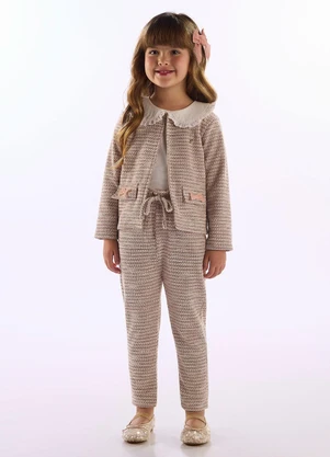 Up Baby - Calça Infantil Menina em Malha Tweed Rosa - UP BABY