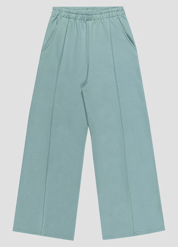Kely Kety - Calça Infantil Menina em Moletinho Sarjado com Bolso Verde