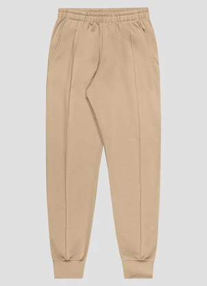Kely Kety - Calça Infantil Menina em Moletom com Bolso Bege - KELY KETY