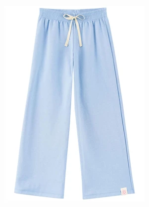 Marlan - Calça Infantil Menina em Moletom Felpado Azul - MARLAN