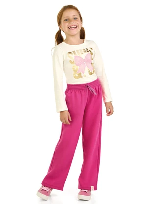 Marlan - Calça Infantil Menina em Moletom Felpado Rosa - MARLAN