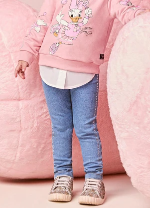 Momi - Calça Infantil Menina Jeans com Strass - MOMI