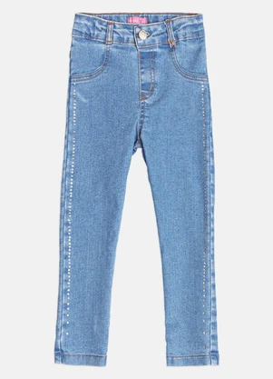 Momi - Calça Infantil Menina Jeans com Strass - MOMI