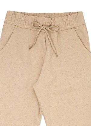 Pulla Bulla - Calça Infantil Menina Moletom Linho  Bege  - PULLA BULLA