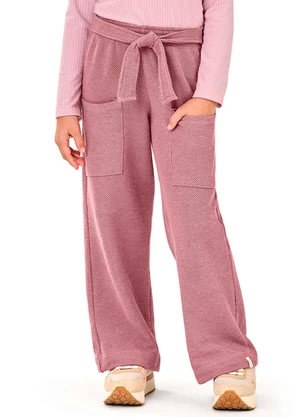 Calça Infantil Pantalona com Amarração Rosa Elian
