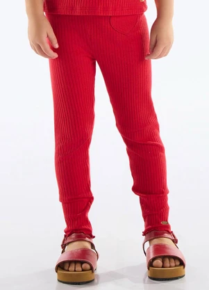 Up Baby - Calça Infantil Ribana Canelada Vermelho - UP BABY