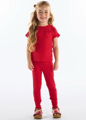 Up Baby - Calça Infantil Ribana Canelada Vermelho - UP BABY