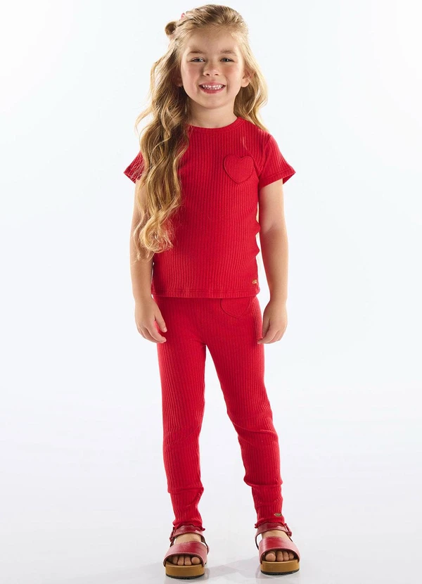 Up Baby - Calça Infantil Ribana Canelada Vermelho 2