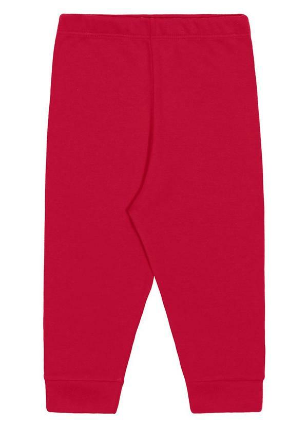 Alakazoo - Calça Infantil Unissex Malha Suedine Vermelho