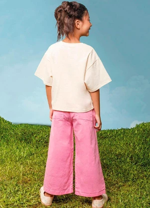 Bugbee - Calça Infantil Wide Leg Rosa - BUGBEE