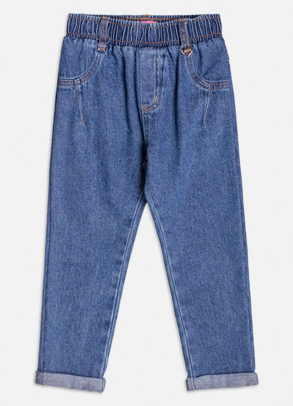 Momi - Calça Jeans com Pingente de Coração Azul 1