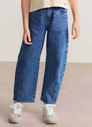 Colorittá - Calça Jeans Infantil Menina Barrel Azul - COLORITTÁ