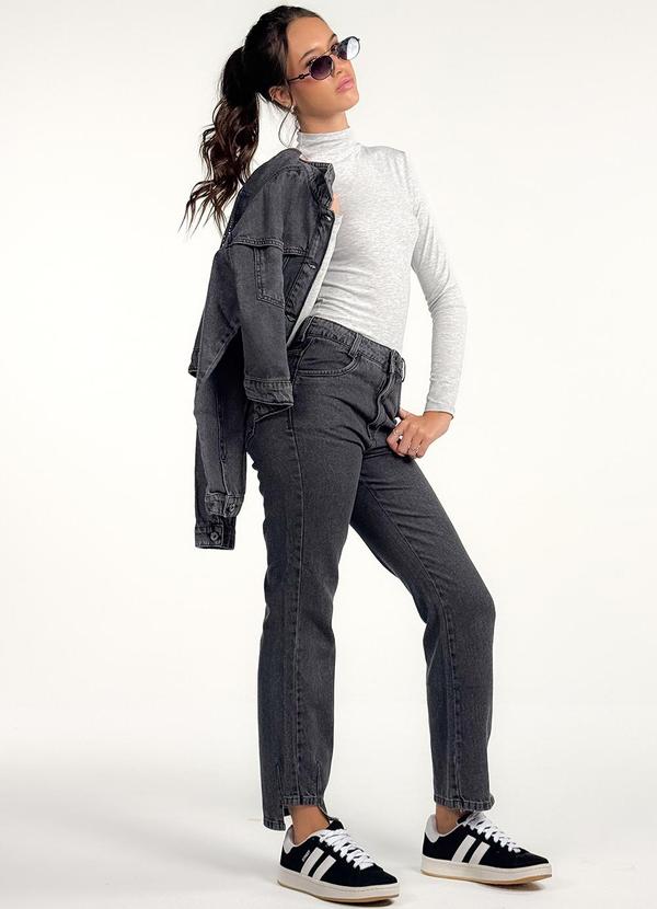 Sun Place - Calça Jeans Juvenil Feminina Reta Preto 5