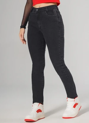 Outlet - Calça Jeans Juvenil Feminina Skinny Preto - OUTLET