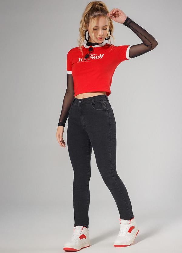 Sun Place - Calça Jeans Juvenil Feminina Skinny Preto 3