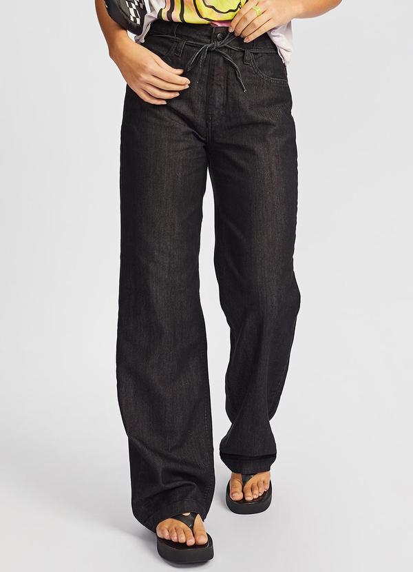 Sun Place - Calça Jeans Juvenil Feminina Wide Leg Preto