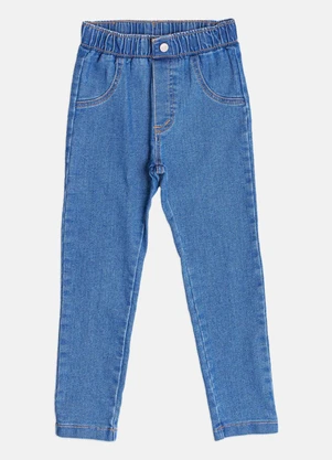 Bimbi - Calça Jeans Menina com Elástico na Cintura Azul - BIMBI