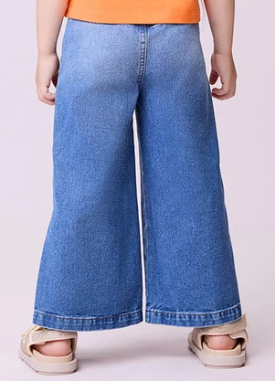 Momi - Calça Jeans Pantalona com Abertura Azul - MOMI