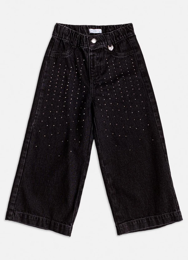 Momi - Calça Jeans Preta com Strass Preto 6