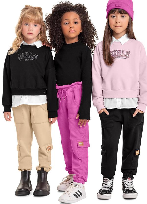 Quimby - Calça Jogger Cargo Infantil Menina Roxo 2