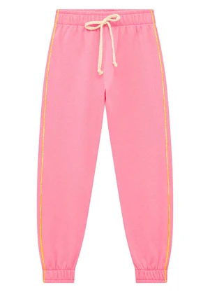 Duduka - Calça Jogger Infantil em Moletom Rosa  - DUDUKA