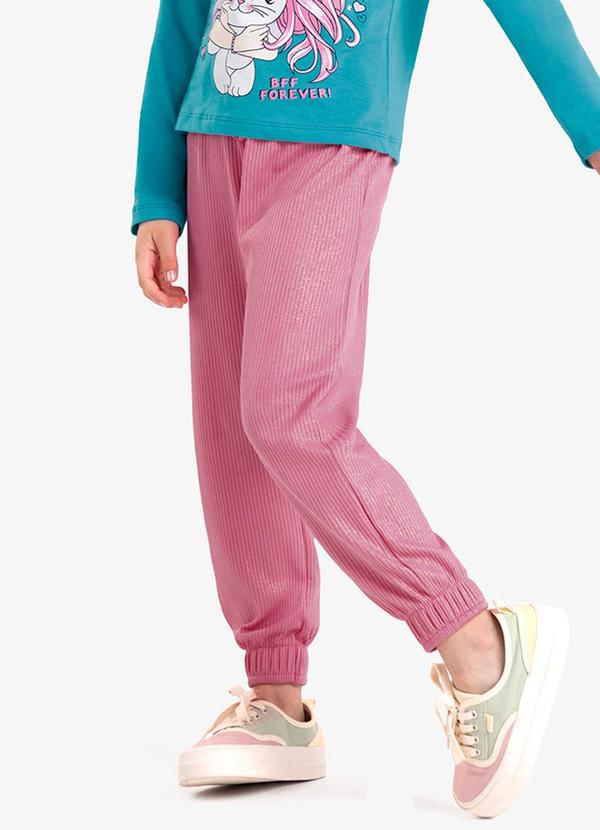 Rovi Kids - Calça Jogger Infantil Feminina Rosa