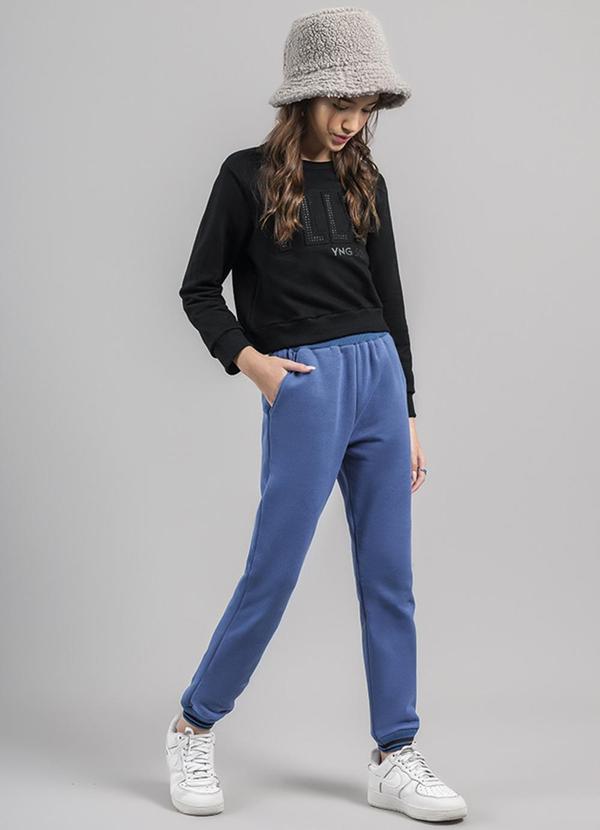 Young Class - Calça Jogger Teen Menina em Moletinho Azul 2