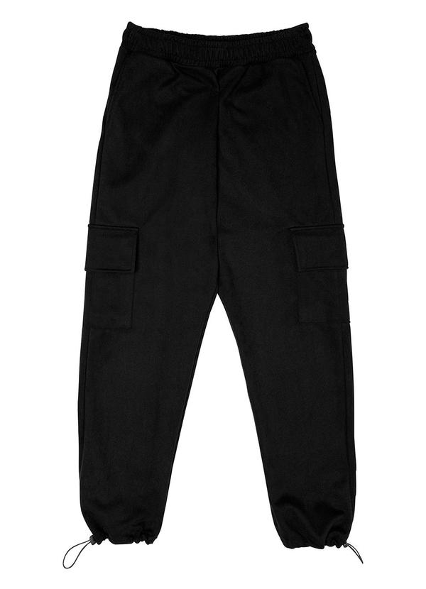 Minty - Calça Juvenil Feminina em Suede Sarjado Preto