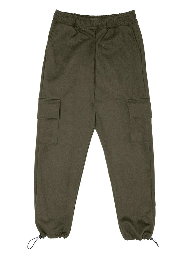 Minty - Calça Juvenil Feminina em Suede Sarjado Verde