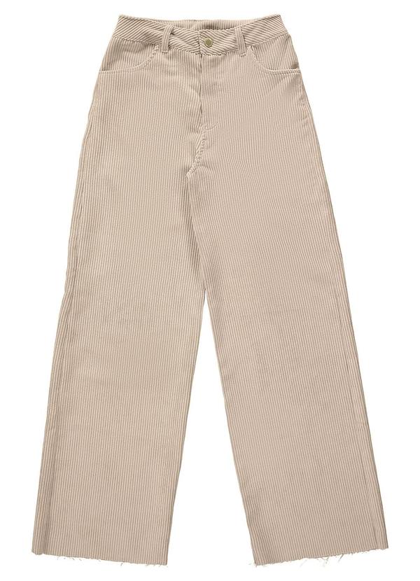 Milli e Nina - Calça Juvenil Menina Wide Leg Veludo Cotelê Bege 3