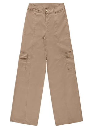 Milli e Nina - Calça Juvenil Sarja com Elastano Bolsos Bege - MILLI E NINA