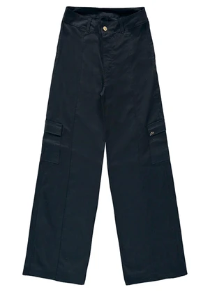 Milli e Nina - Calça Juvenil Sarja com Elastano Bolsos Preto - MILLI E NINA