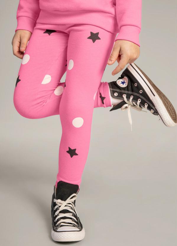 Brandili - Calça Legging Infantil Menina em Cotton Rosa