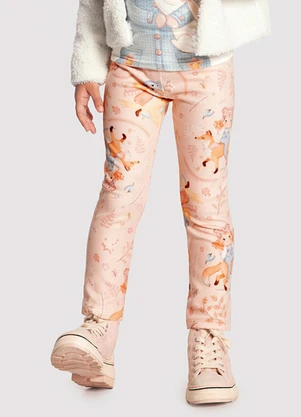 Alakazoo - Calça Legging Infantil Menina Estampada Laranja - ALAKAZOO