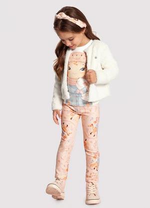 Alakazoo - Calça Legging Infantil Menina Estampada Laranja - ALAKAZOO