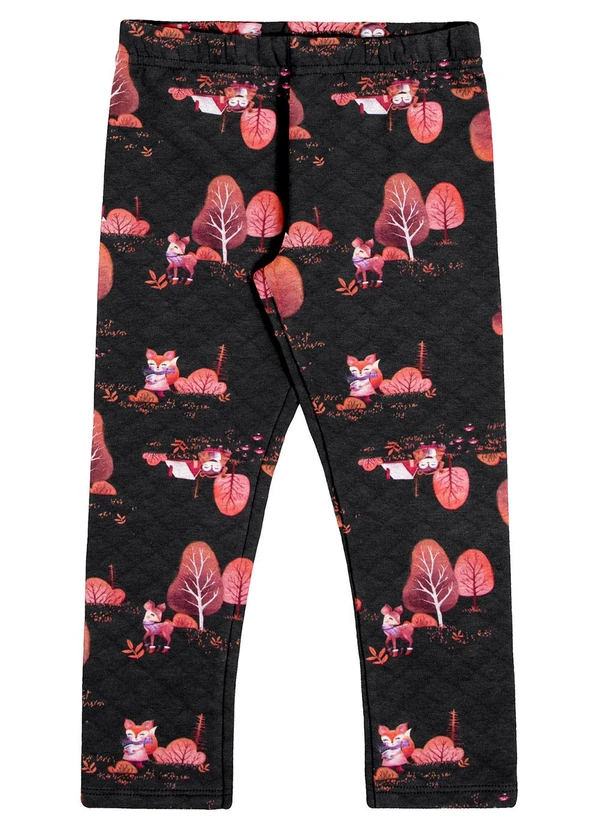 Alakazoo - Calça Legging Infantil Menina Estampada Preto
