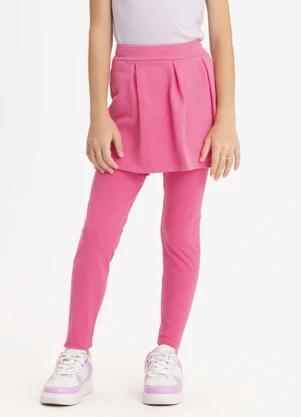 Alakazoo - Calça Legging Menina em Malha Cotton Rosa - ALAKAZOO