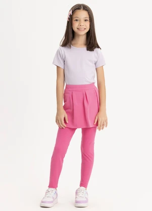 Alakazoo - Calça Legging Menina em Malha Cotton Rosa - ALAKAZOO