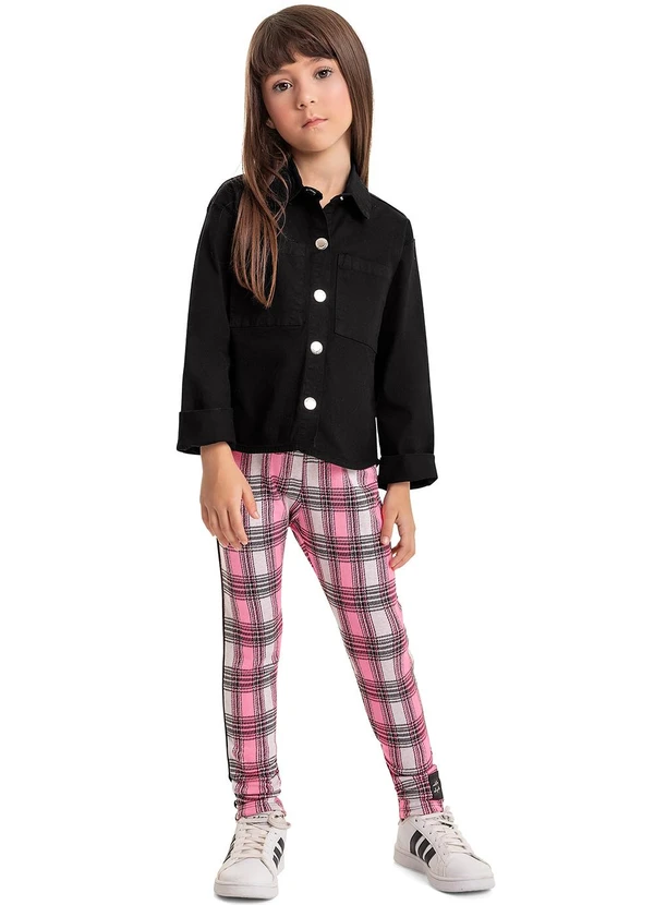 Quimby - Calça Legging Xadrez Infantil Rosa 2