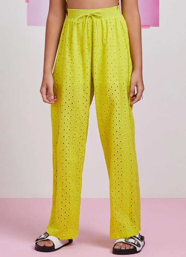 I Am - Calça Lima de Sarja Verde Limão