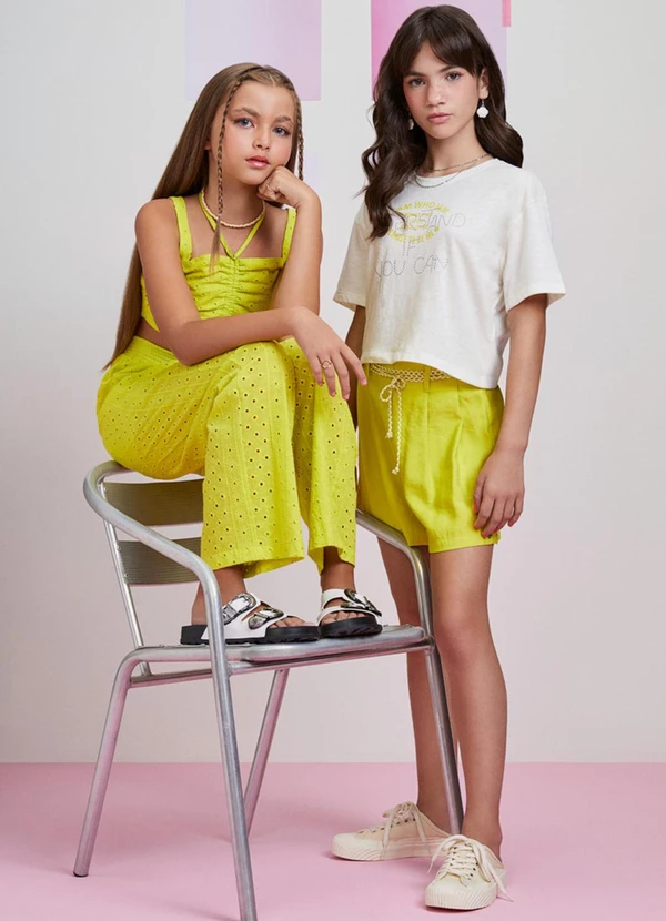 I Am - Calça Lima de Sarja Verde Limão 3