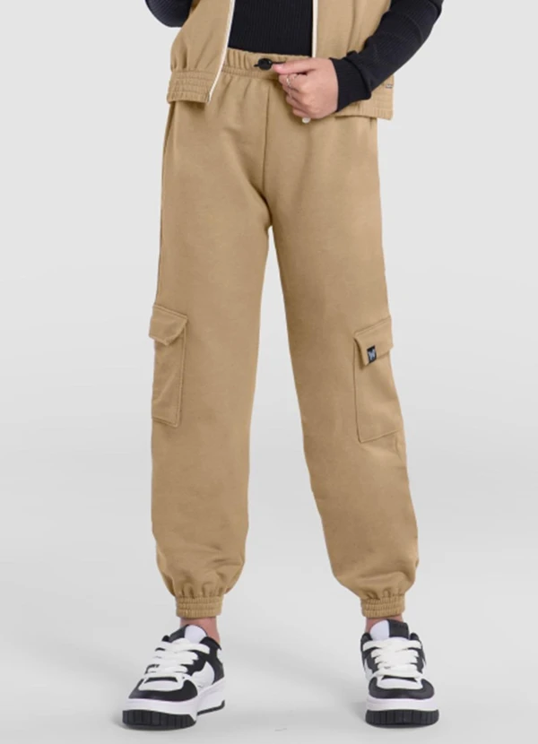 Young Class - Calça Menina em Moletom Marrom 1