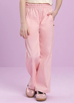 Milli e Nina - Calça Menina em Sarja Rosa - MILLI E NINA