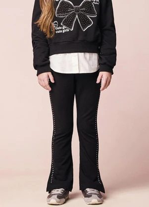 Momi - Calça Menina Flare Infantil com Strass - MOMI