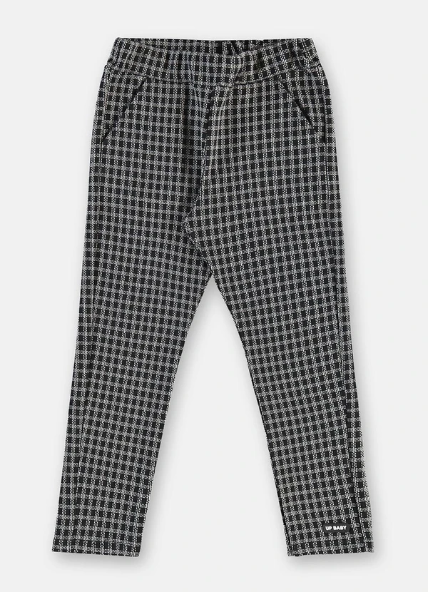Up Baby - Calça Menina Jacquard Pied-Poule Preto 3