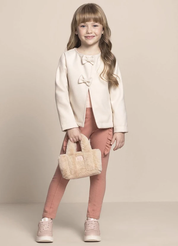 Milli e Nina - Calça Menina Molecotton Felpado Babados Rosa 2