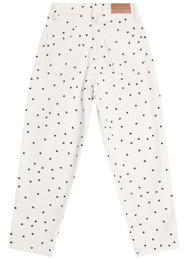 Carinhoso - Calça Mom Corações em Sarja Menina Bege 2